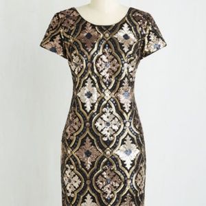 NWT Donna Ricco Maia Golden Opera Tunity Dress